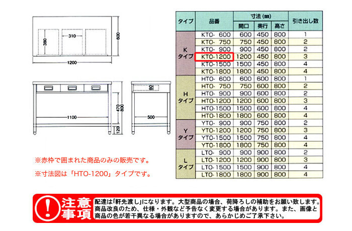 東製作所（azuma） 片面引出し付き作業台 KTO-1200【法人様向け】