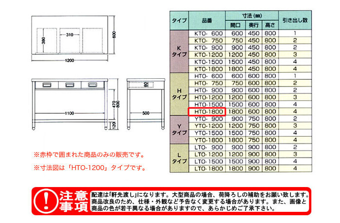 東製作所（azuma） 片面引出し付き作業台 HTO-1800【法人様向け】