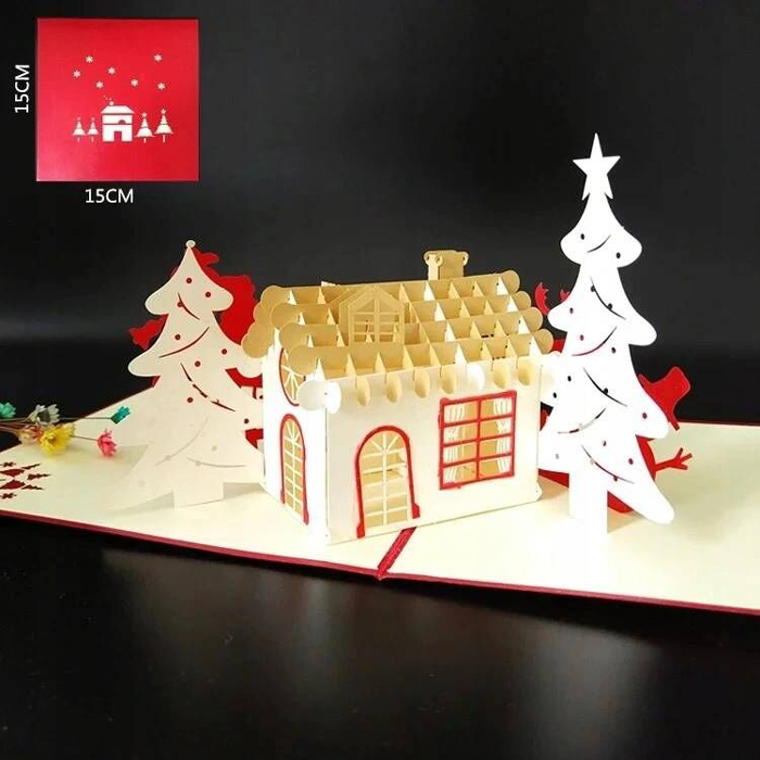 6枚セット クリスマスカード メッセージカード 年中無休 3d 立体 封筒付き 立つ 展開できる