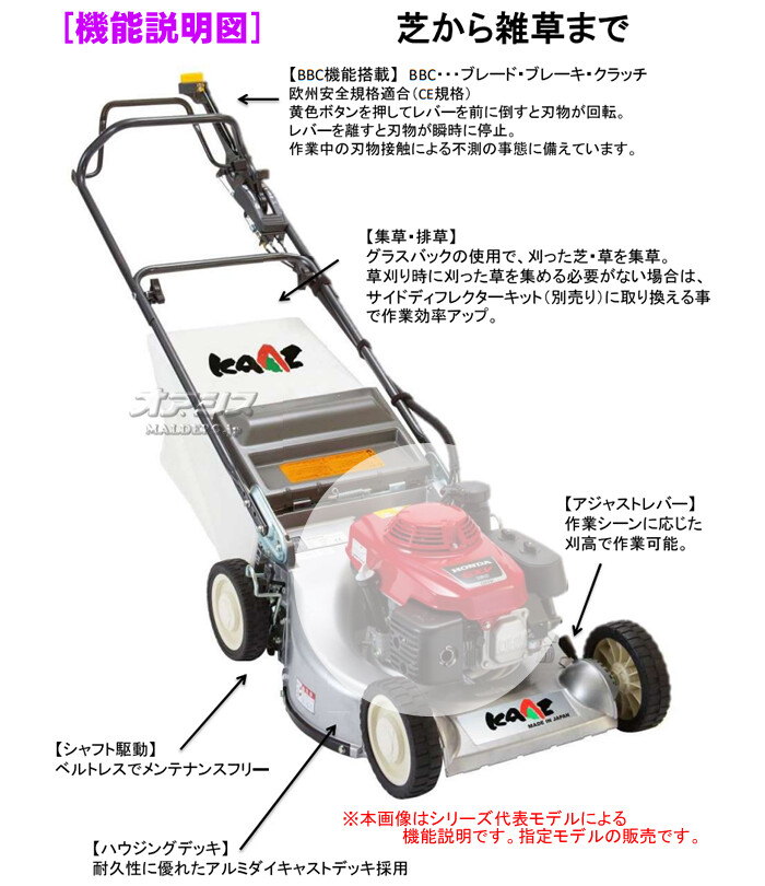 グラスモア(エンジン式芝刈機) LM5360HX カーツ(KAAZ) 刈幅53cm 二段