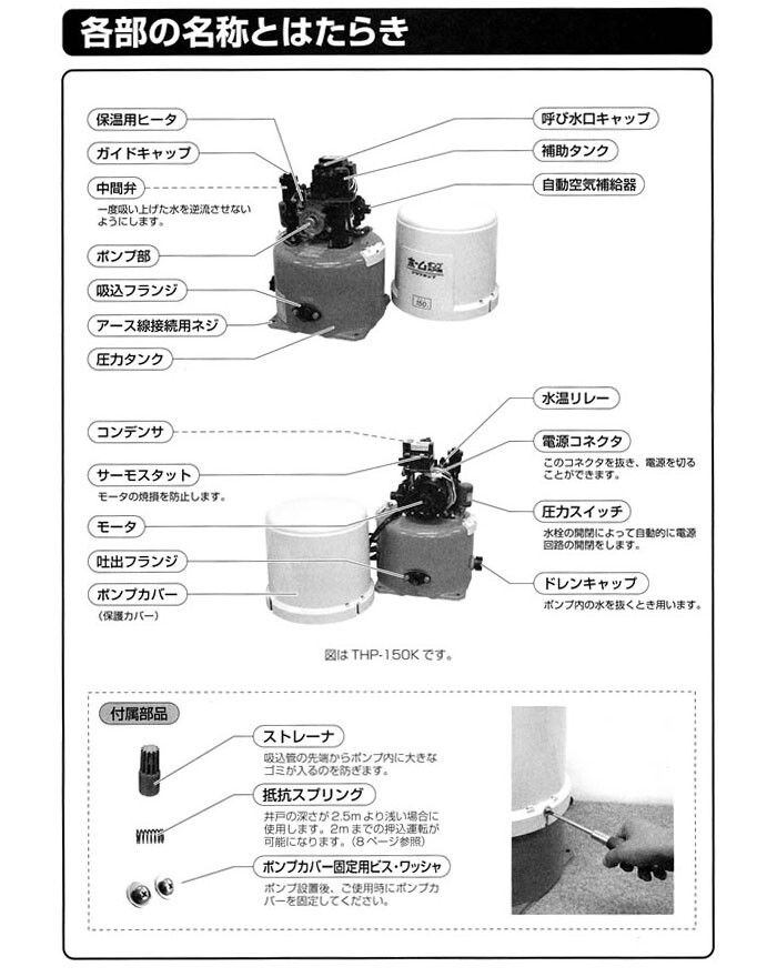 寺田ポンプ 井戸ポンプ 浅井戸ポンプ THP-150KS THP-150KF 150W 100V