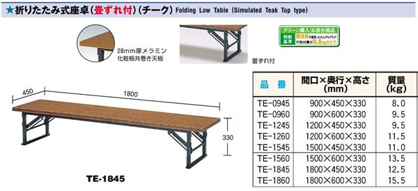 折りたたみ式座卓畳ずれ付(チーク) TE-1260 トラスコ(TRUSCO) :106744