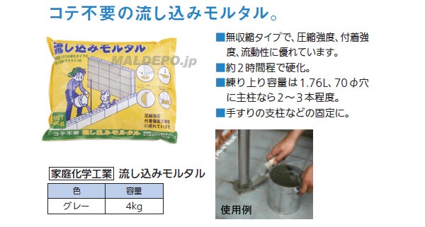 流し込みモルタル4kg グレー