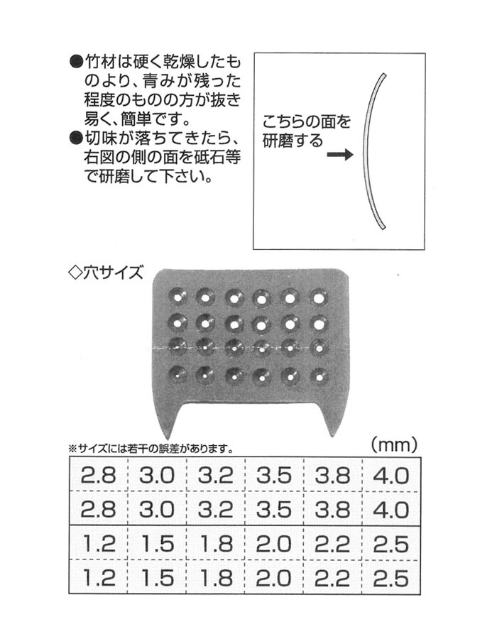 藤原産業 竹ひご抜き 1.2～4.0mm 肥後通し 24穴 12サイズ【メール便可】