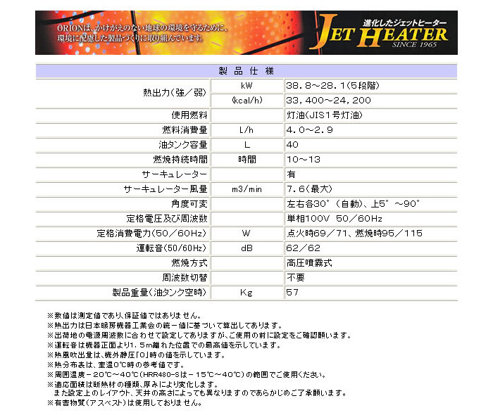 オリオン機械(株) ジェットヒーターBRITE 赤外線暖房機 自動首振り機能付 HRS330