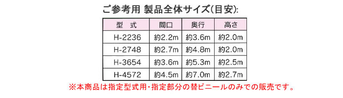 南栄工業 大型菜園ハウス H-3654用 側ビニール(張替側幕)