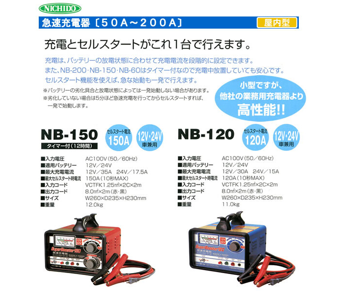 日動 急速充電器 NB-150 12V 24V対応 スーパーブースター バッテリーチャージャー