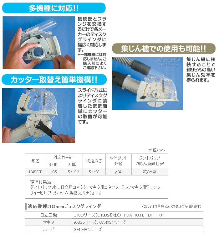 ダイヤモンドカッター用集じんアタッチメント クリーン太くん切断用 ホームレスタイプ K4SCT 三京ダイヤモンド工業 :403649:オアシスプラス  - 通販 - Yahoo!ショッピング