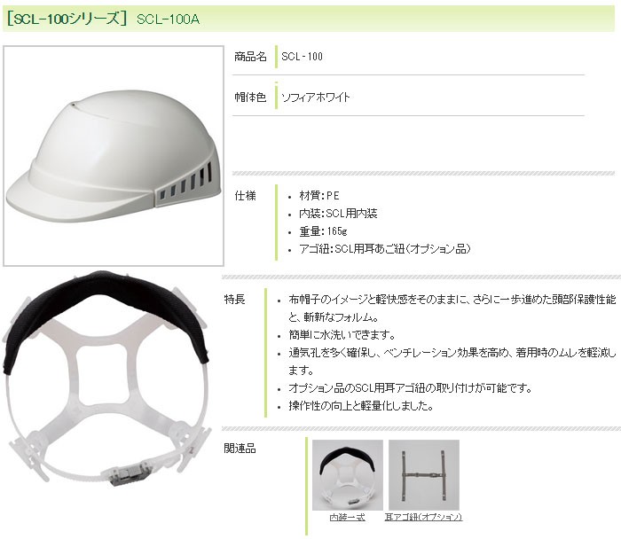 ミドリ安全 軽作業帽 通気孔付 SCL-100A ホワイト