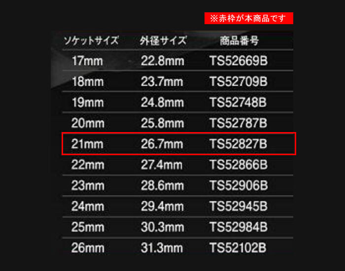 アルミ専用薄口ターボソケット シンウォール 21mm HB-TS52827B 差込角12.7【メール便可】