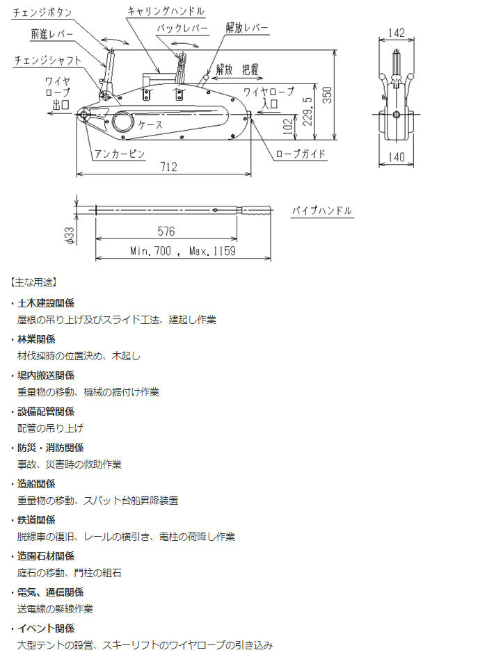 携帯用ワイヤー式ウインチ チルホール T-35 本体+専用ワイヤーロープ 10mセット カツヤマキカイ(旧チルコーポレーション) φ16.3mm  最大能力3000kg : 405788 : オアシスプラス - 通販 - Yahoo!ショッピング