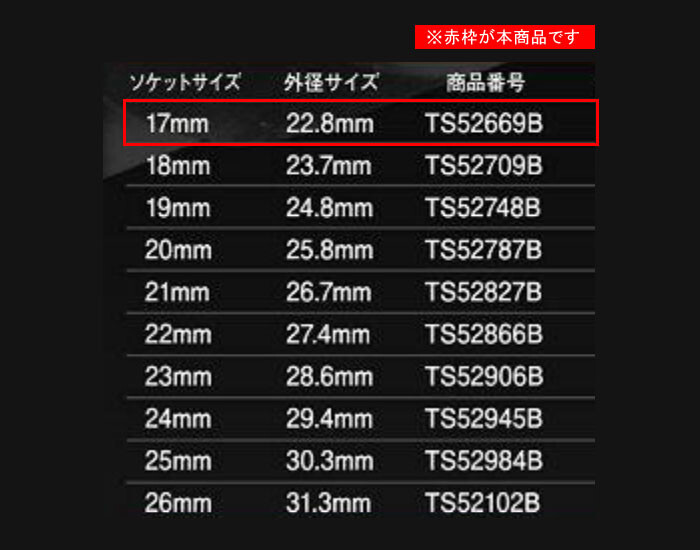 アルミ専用薄口ターボソケット シンウォール 17mm HB-TS52669B 差込角12.7【メール便可】