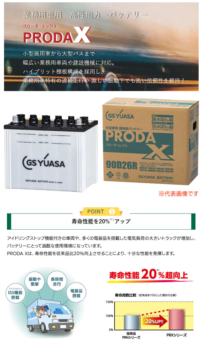 業務用車用 バッテリー PRODA X PRX-130F51 GSユアサ トラック バン 