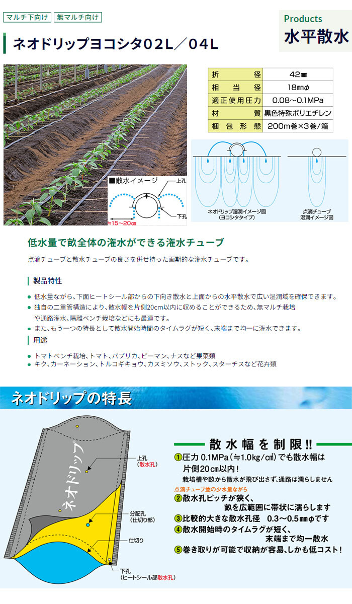 ネオドリップ ヨコシタ 04L 200m 3巻セット WB9021 住化アグリテック 