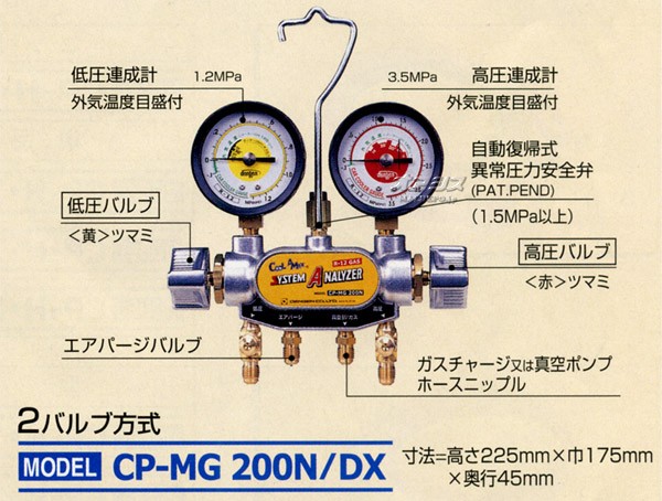 デンゲン マニホールドゲージ（3バルブ方式） CP-MG313N - 通販