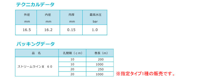 住化農業資材 点滴チューブ ストリームラインX 60-01 1000m巻 10cmピッチ