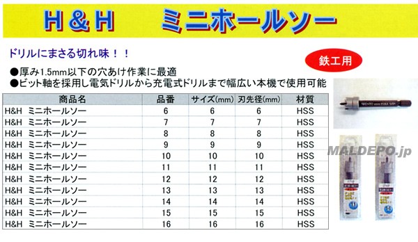 三共コーポレーション H&H ミニホルソー パック 6MM