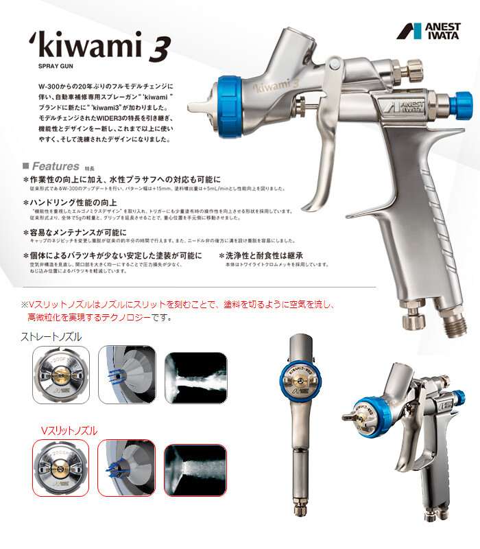 自動車補修専用スプレーガン 重力式 KIWAMI3-V14WB2 アネスト岩田 V