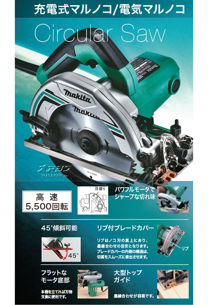 電気マルノコ M585 マキタ(makita) φ190mm :714736:オアシスプラス - 通販 - Yahoo!ショッピング