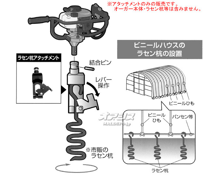 オーガー用 ラセン杭アタッチメント R-2 カーツ(KAAZ) : 717974