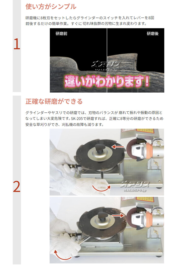 8枚刃専用研磨機 らくらくケンマ SK-205 高速グラインダー付 新興工業 φ230/255/305mm用 : 719078 : オアシスプラス -  通販 - Yahoo!ショッピング