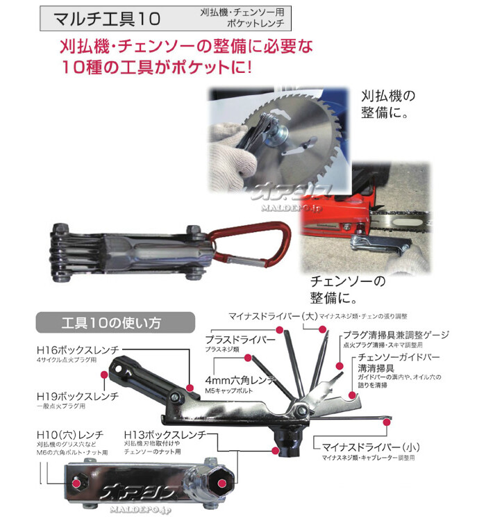 三陽金属(SANYO METAL) 刈払機・チェンソー用ポケットレンチ マルチ工具10