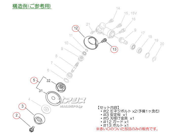 ギアヘッド廻りセットA エコー(echo) 肩掛式刈払機 AT261DXL