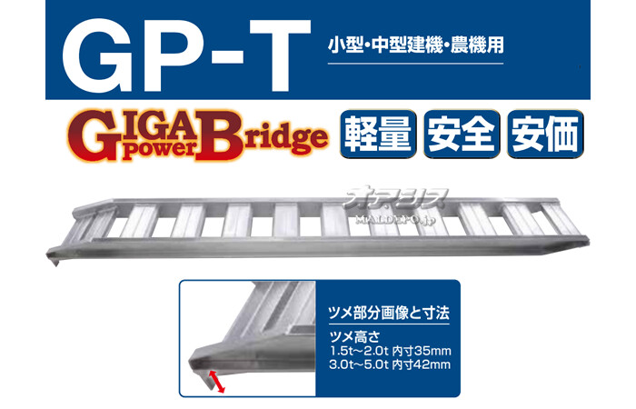 昭和ブリッジ 農機・建機用 アルミブリッジ GP-210-50-5.0T(バラ1本) ツメタイプ【個人法人別運賃】