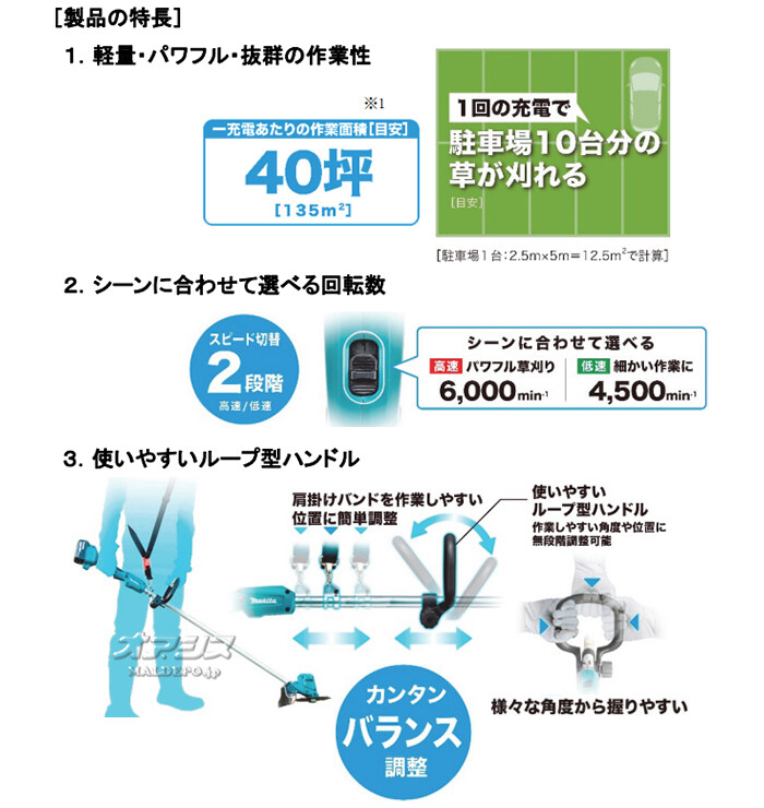 マキタ(makita) 18V充電式草刈機 MUR194DZ 金属8枚刃式 本体のみ【地域別運賃】