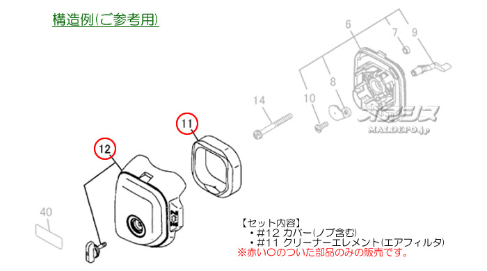 Zenoah(ゼノア) メンテナンスパーツ クリーナーカバー・エレメントセットE 肩掛式刈払機 BC2000/BC2020用