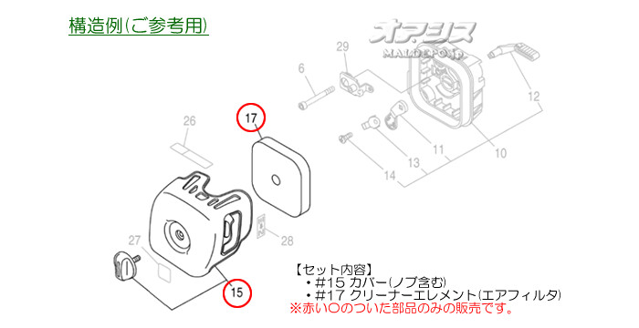 Zenoah(ゼノア) メンテナンスパーツ  クリーナーカバー・エレメントセットG 肩掛式刈払機 BCZ235-DC用