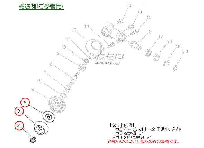 安定板+刃押え金具+左ネジボルトセットA 共立(KIORITZ) 肩掛式刈 安定板+刃押え金具+左ネジボルトセットA 共立(KIORITZ) 肩掛式刈