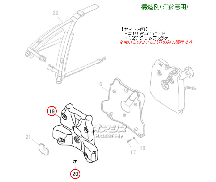 背当てパッドアッセンB 背負式刈払機 BK2650EZ/BK2650Hb用