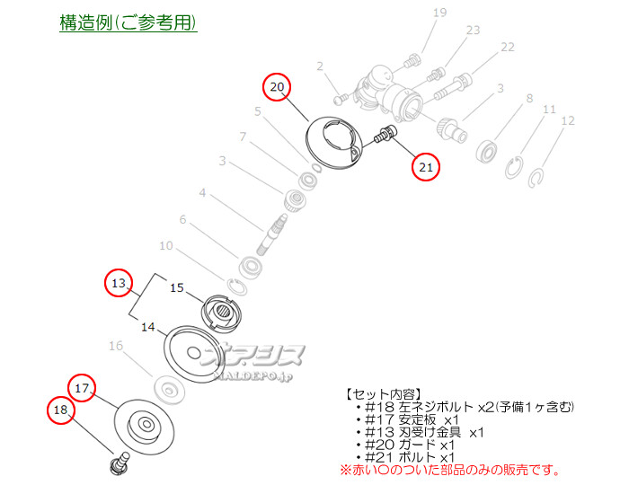 ギアヘッド廻りセットC 新ダイワ(shindaiwa) 肩掛式刈払機