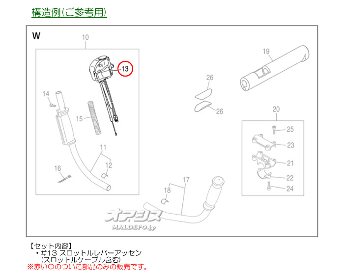スロットルレバーアッセンD 肩掛式刈払機 BCZ315用 Zenoah(ゼノア
