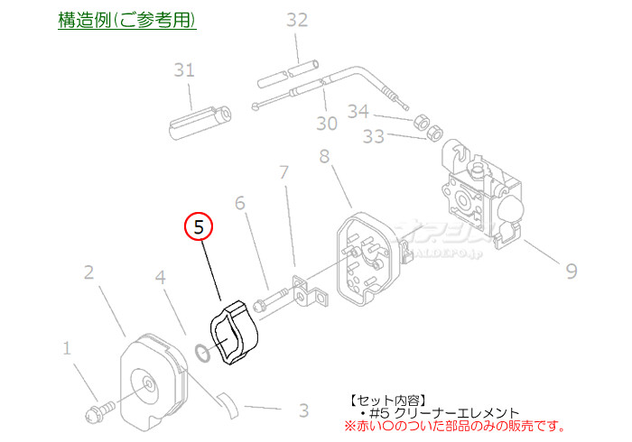 やまびこ エアフィルタエレメントB 共立(kioritz) 肩掛式刈払機 SRE2326G2T/SRE2326LGT/SRE2326MSP/SRE2326UGT用【メール便可】