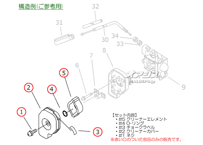 クリーナーカバー・エレメントセットB 共立(kioritz) 肩掛式刈払機