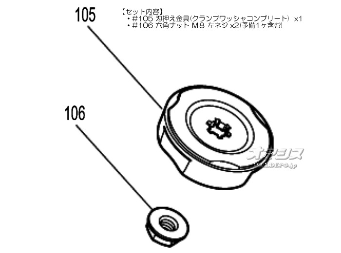 マキタ(makita) 一体型安定板(刃押え金具)+左ネジナットセットB 刈払機 MEM2600L/MEM2600U/MEM2600W用【メール便可】