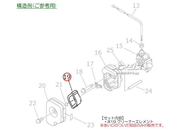 エアフィルタエレメントD 共立(kioritz) ミニ動噴 SHPE221B/SHPE221C用