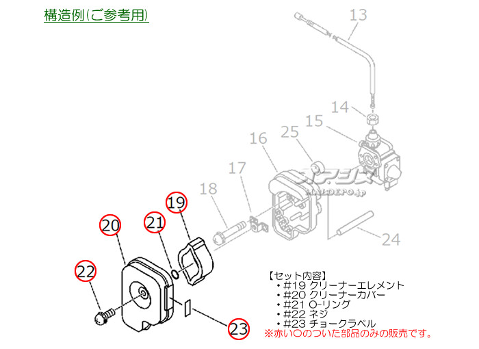 クリーナーカバー・エレメントセットD 共立(kioritz) 背負式刈払機
