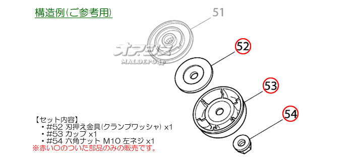 マキタ(makita) 刃押え金具+カップ+左ネジナットセット 充電式草刈機 MBC231DRD/MBC231DWB/MBC231DWBX/MBC231DZ用【メール便可】