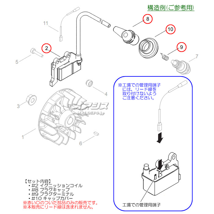 やまびこ イグニッションコイルセットC 共立(kioritz) 肩掛式刈払機 SRE2730LT-N/SRE2730LT-N2/SRE2730UT-N/SRE2730UT-N2用