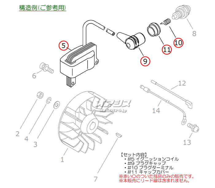 イグニッションコイルセットG 共立(kioritz) 肩掛式刈払機 SRE2600G