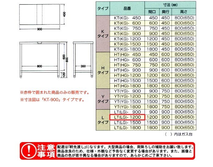 作業台・ガス台 LT-1200 東製作所（azuma） - 1