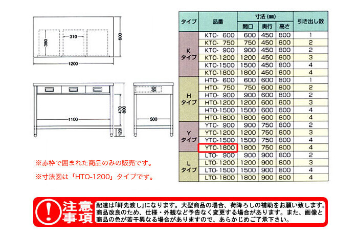 東製作所（azuma） 片面引出し付き作業台 YTO-1800【法人様向け】