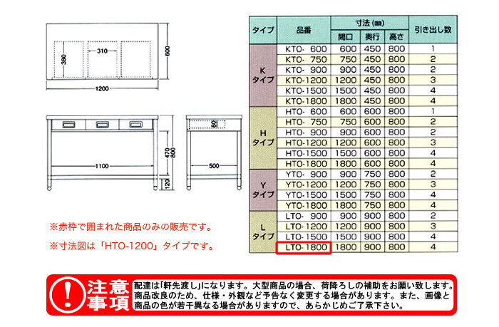 東製作所（azuma） 片面引出し付き作業台 LTO-1800【法人様向け】