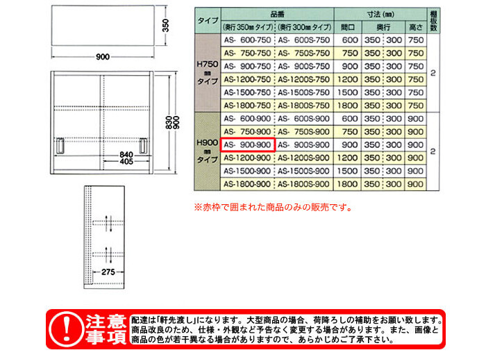 ステンレス吊戸棚 H900mm AS-900-900 東製作所（azuma） - 通販