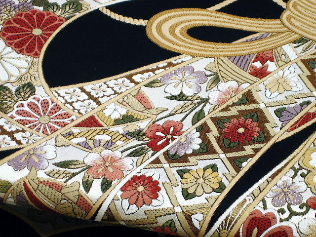 振袖帯 正絹袋帯 西陣織帯 豪華な花熨斗目模様 古典柄 お仕立て付 :fu-189:がま口財布 おび蔵 - 通販 - Yahoo!ショッピング