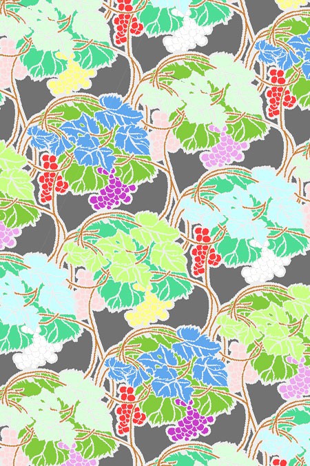 ポストカード・イラスト 西陣織和模様葡萄唐草柄(絵葉書)