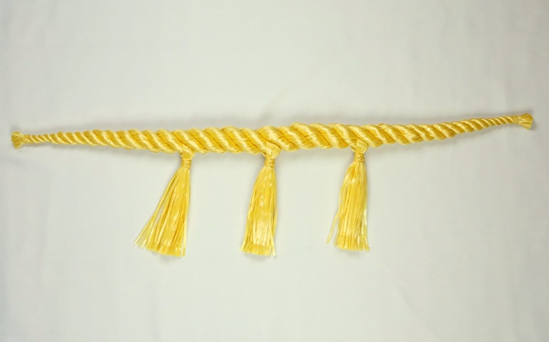 しめ縄 注連縄 化繊製 3尺 麻色 鼓胴型 前垂3本付 神社 神棚 鳥居 御